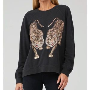 Show Me Your Mumu Simon Pullover Dancing Tiger Black Sweatshirt Medium